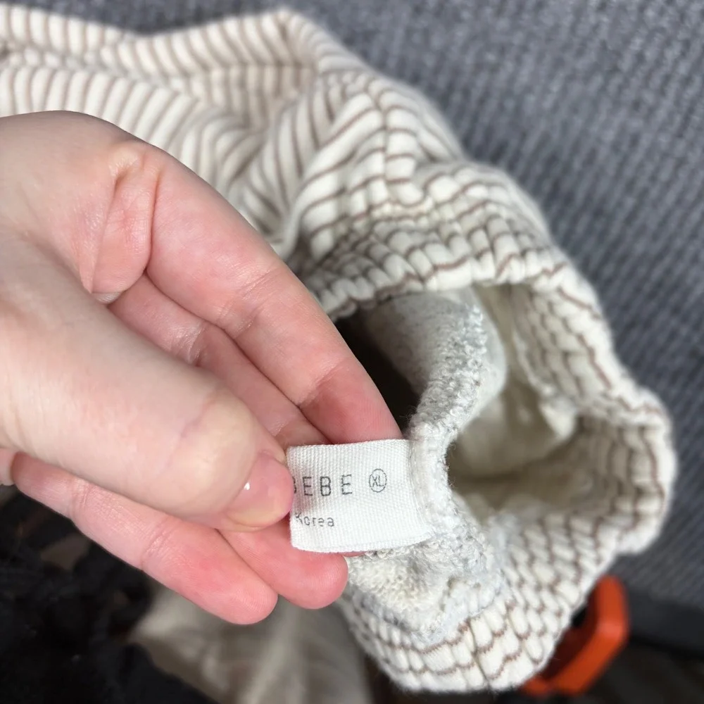 Daily Bebe Kids Striped Hoodie and‎ Joggers Set Cream Brown XL